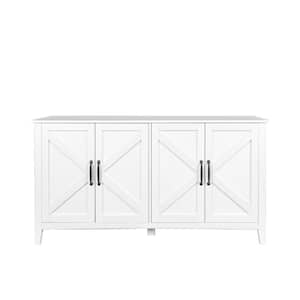 White Freestanding Accent Storage Cabinet Sideboard with 4-Doors and Shelves