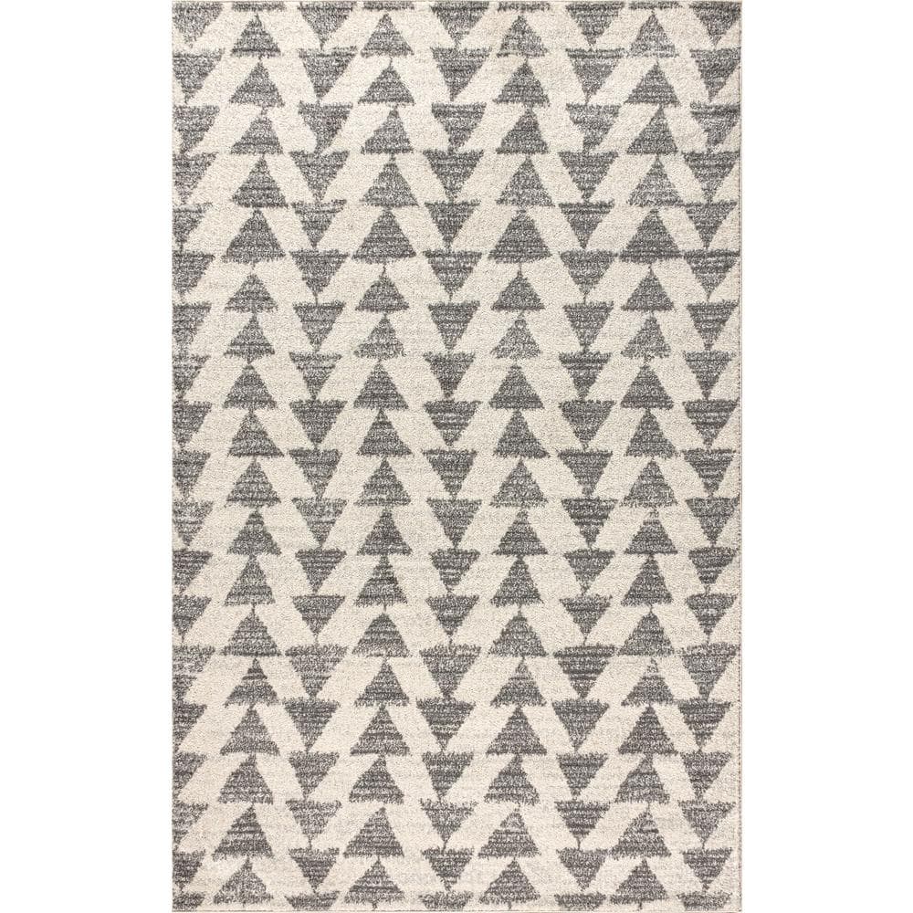 Cream and Gray Moroccan Geometric Indoor Area Rug
