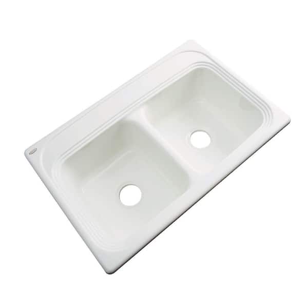 Thermocast Chesapeake Drop-In Acrylic 33 in. Double Bowl Kitchen Sink in Biscuit