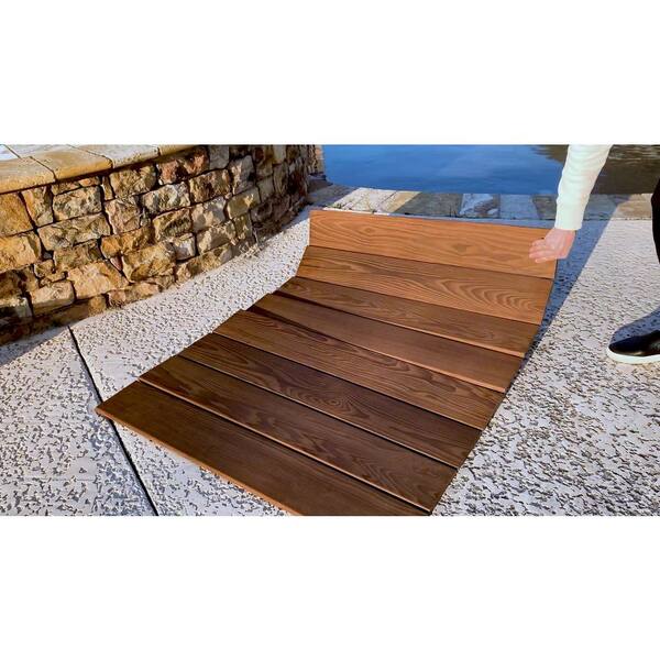 WellDone Roll Floor RV Mat 2.7 ft. x 3.5 ft. Non-Slip Thermo-Treated Wood Deck Tile in Brown (1-Each)
