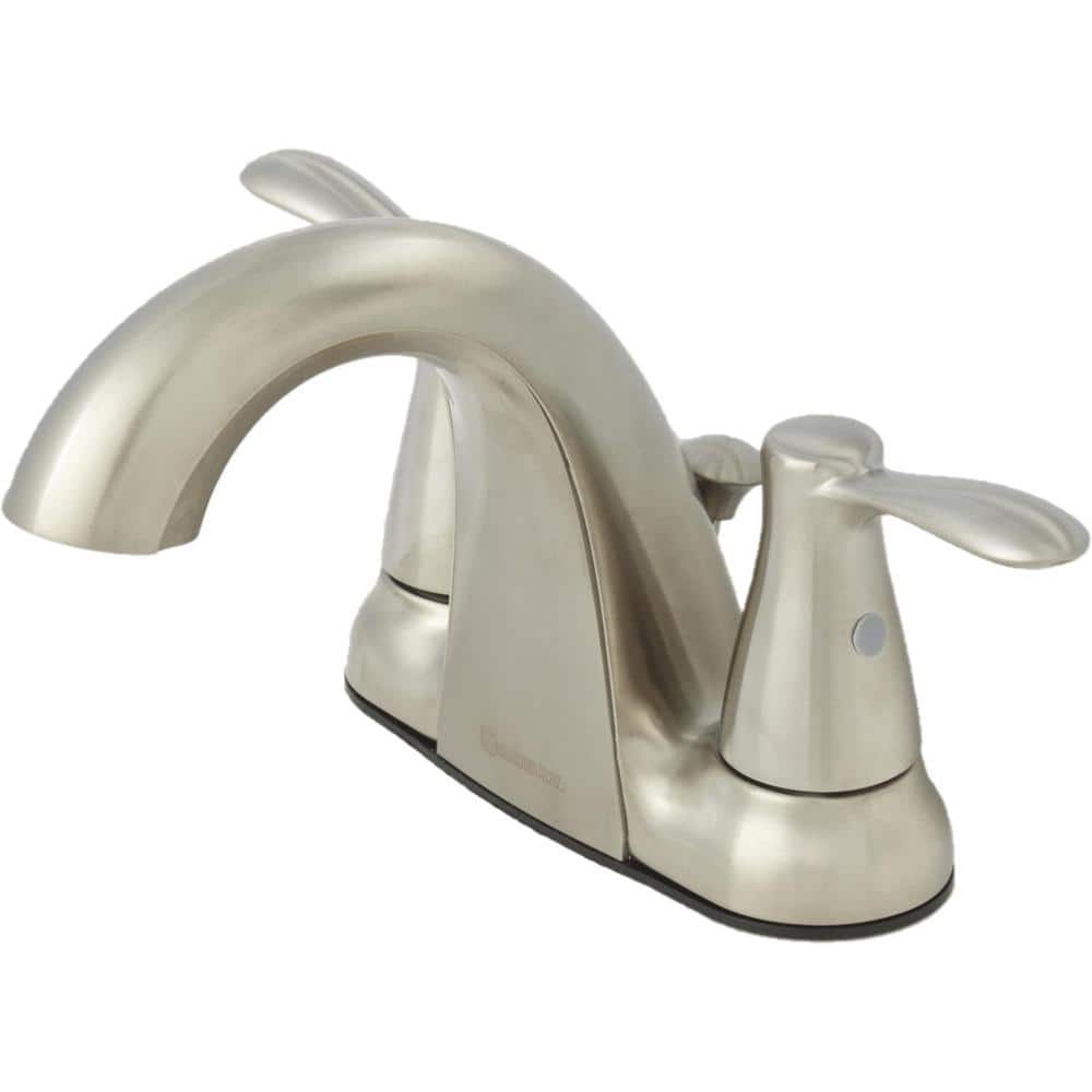 Glacier Bay Gable 4 In Centerset 2 Handle Mid Arc Bathroom Faucet In Brushed Nickel F51ac074bnv The Home Depot