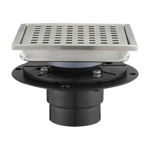 Flynama 6 in. Square Shower Floor Drain in Brushed Nickel