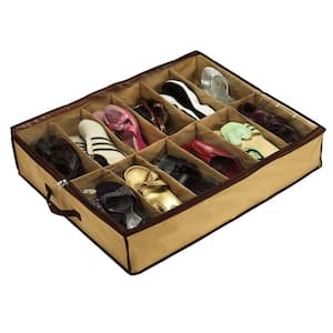 30 in. x 24 in. 12-Pair Brown Nylon Underbed Shoe Storage