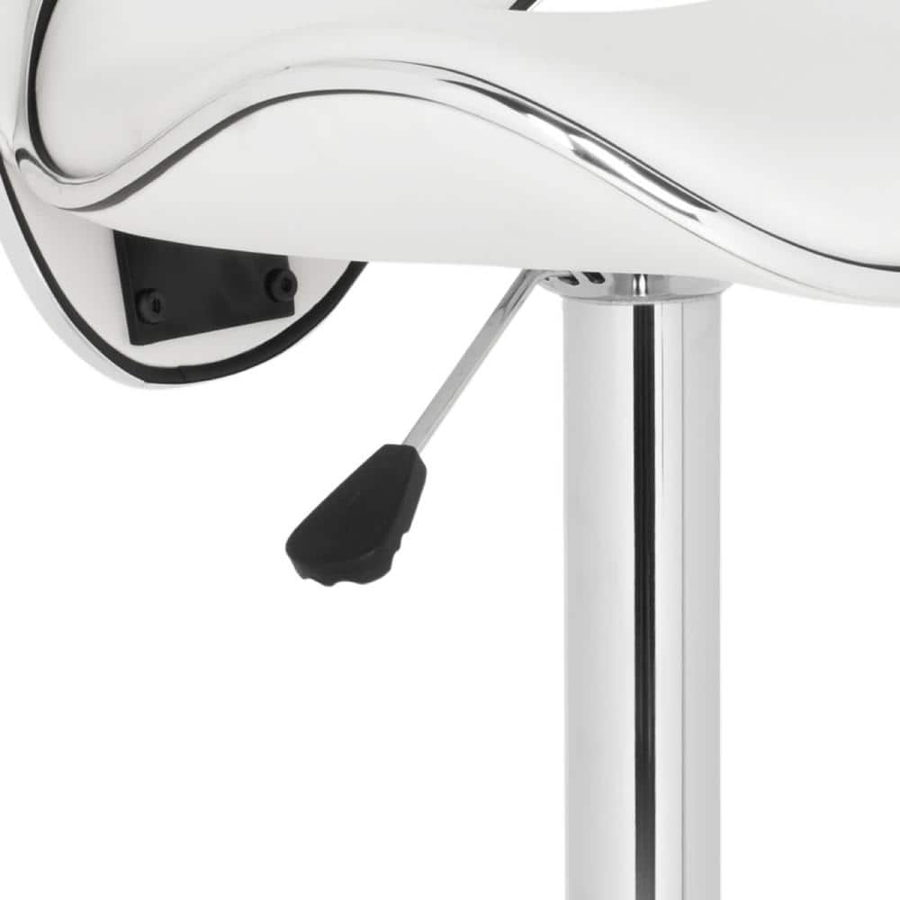 Transitional Chrome White Swivel Bar Stool with Adjustable Height