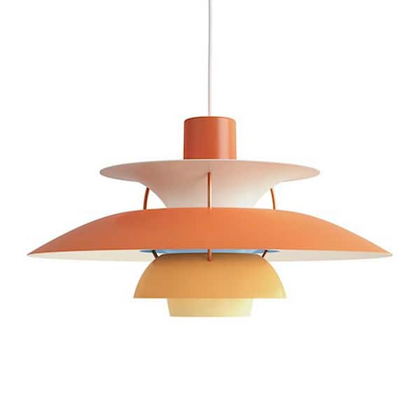 HUOKU 60-Watt 1-Light Orange Tier Pendant Light Modern Barn 3-Shade Industrial Hanging Fixture