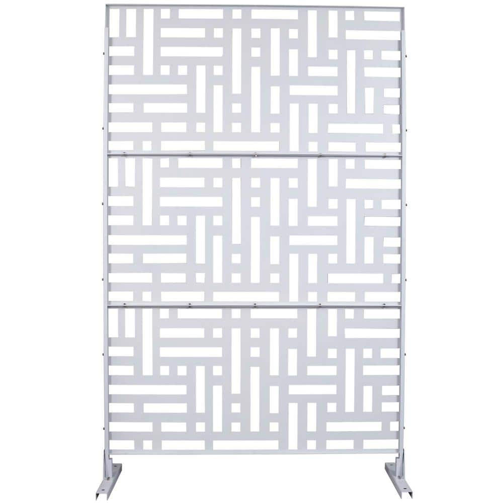 76 in. H x 48 in. W Steel Garden Fence Freestanding Outdoor Privacy Screen in White price history on PriceWatchPro