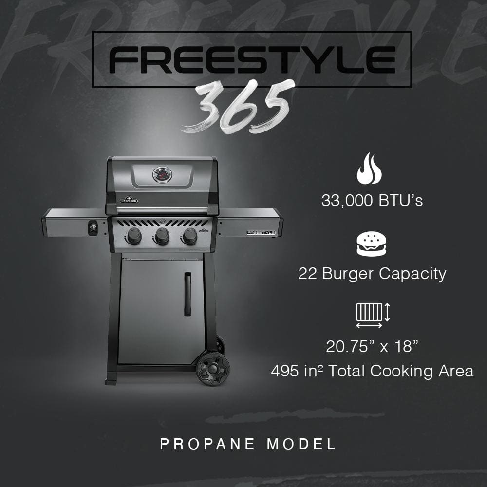 Napoleon Freestyle 365 Graphite Grey Propane Gas Grill with Stainless Steel Burners