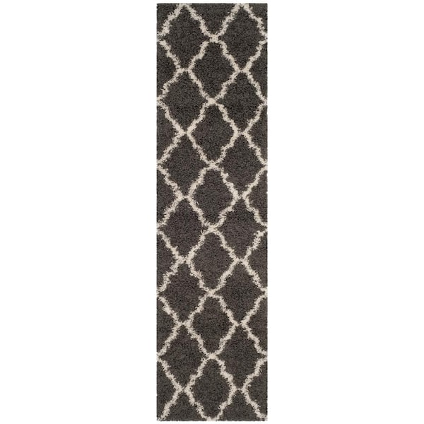Townsend 2 ft. x 14 ft. Dark Gray/Ivory Geometric Runner Rug
