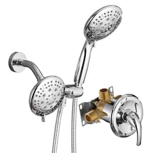 2-in-1 Single Handle 6-Spray Patterns 4.7 in. Shower Faucet 1.8 GPM with Adjustable Heads in. Chrome (Valve Included)