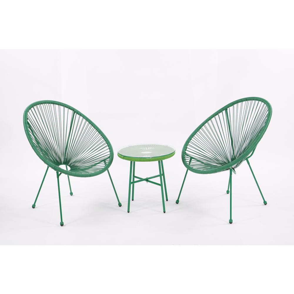 3-Piece All Weather PE Rattan Wicker Armless Middle Outdoor Sectional Chair