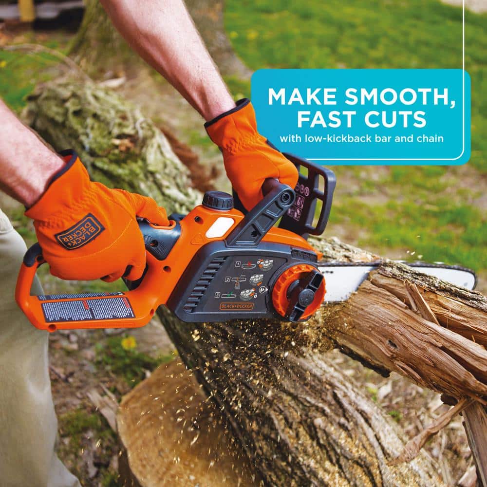 12-Inch Orange and Black Electric Chainsaw with Safety Chain