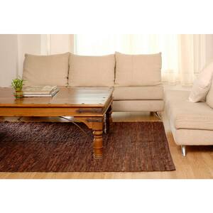 Brown Leather 4 ft. x 6 ft. Area Rug