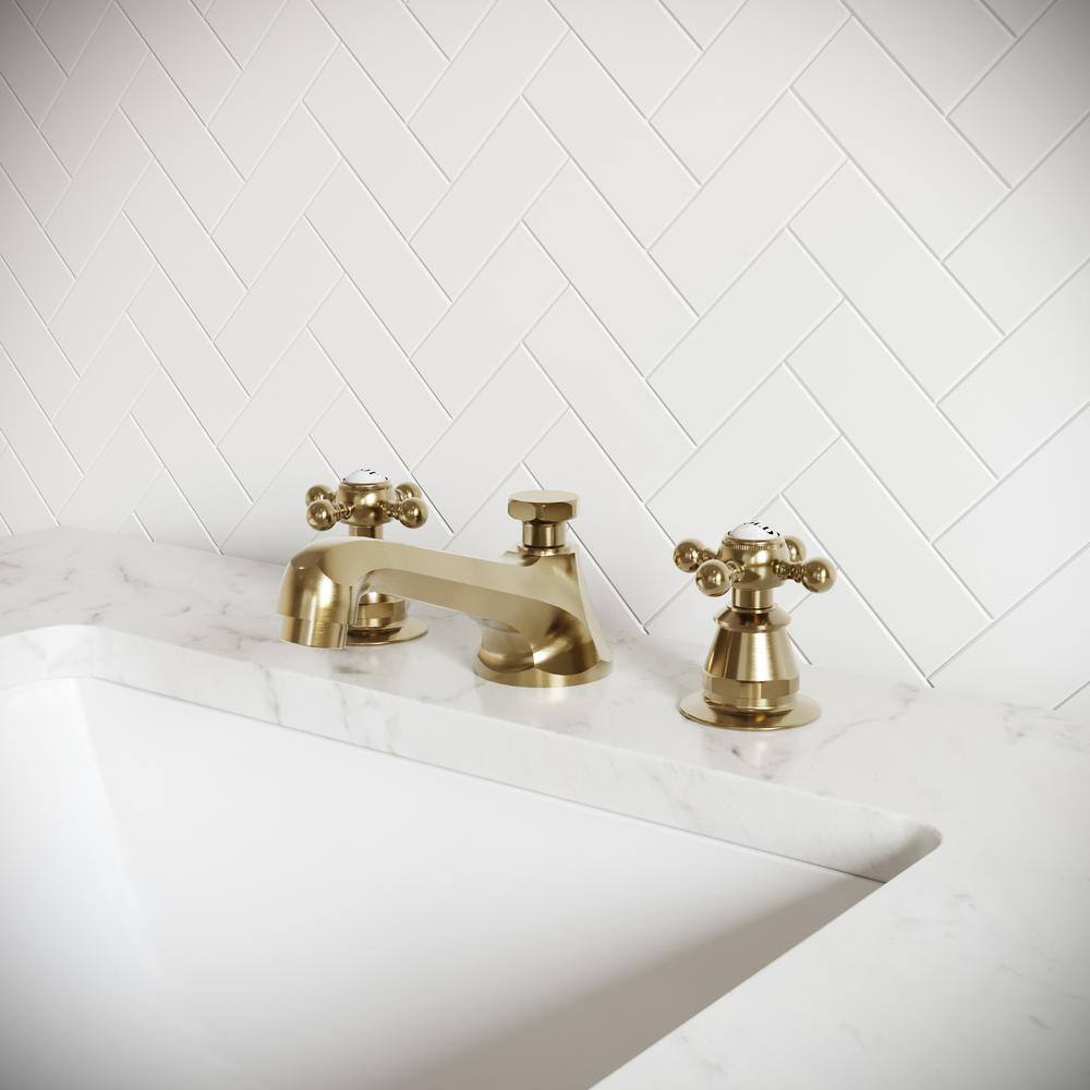 Satin Gold Brass Widespread 2-Handle Bathroom Faucet