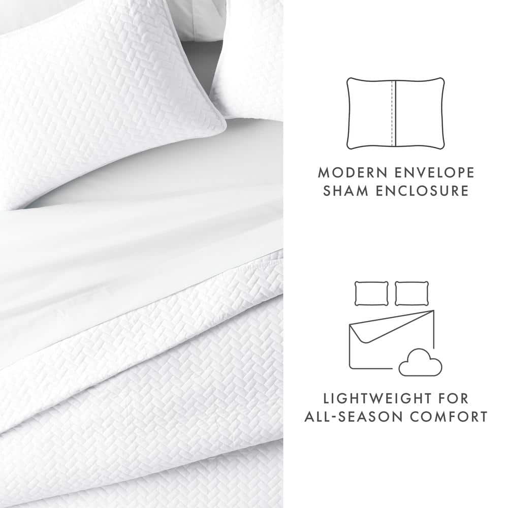 Herring Stitched Super Soft Twin Coverlet Set in White