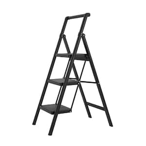 Folding Step Ladder, Portable 3-Step Metal Step Stool, 330 lb. Load Capacity Type IA Duty Rating (8.5 ft. Reach Height)