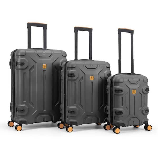 3 Piece Dark Grey ABS Unbreakable Hardside Spinner Luggage Set (20/26/30  in.)