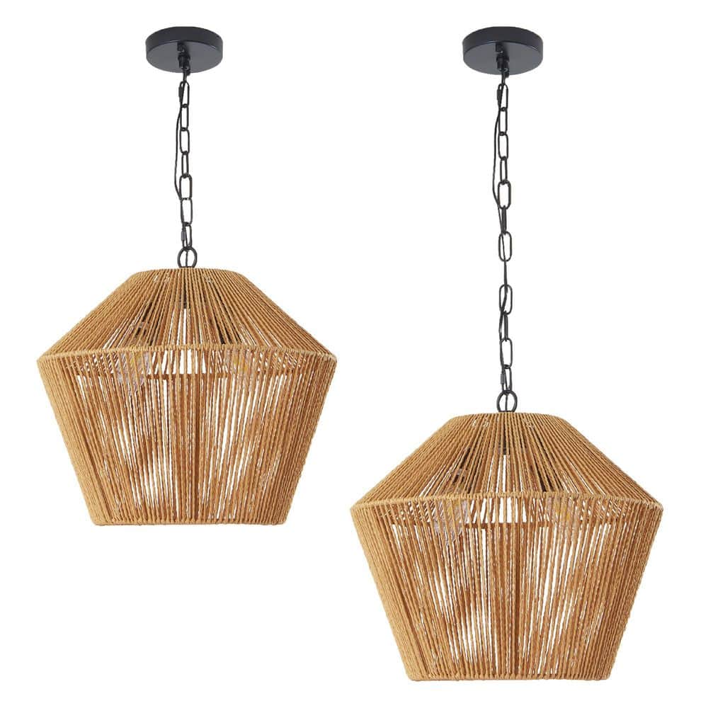 17 in. Bohemian Hemp Rope Handmade Pendant Light for Farmhouse Style, Bulbs not Included price history on PriceWatchPro