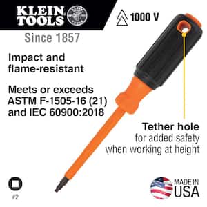 Insulated Screwdriver, #2 Square, 4 in. Round Shank