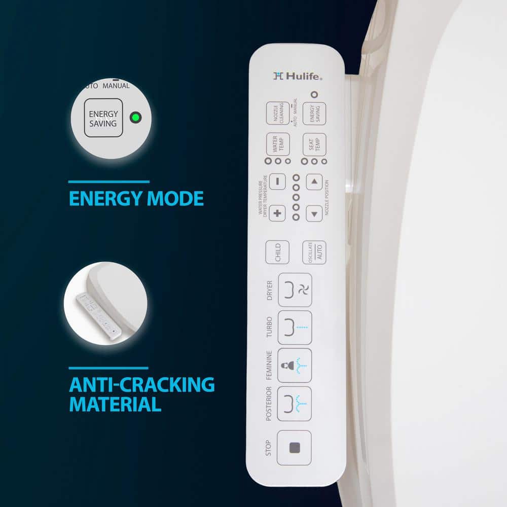 Hulife White Electric Bidet Seat with Heated Water and Air Dryer