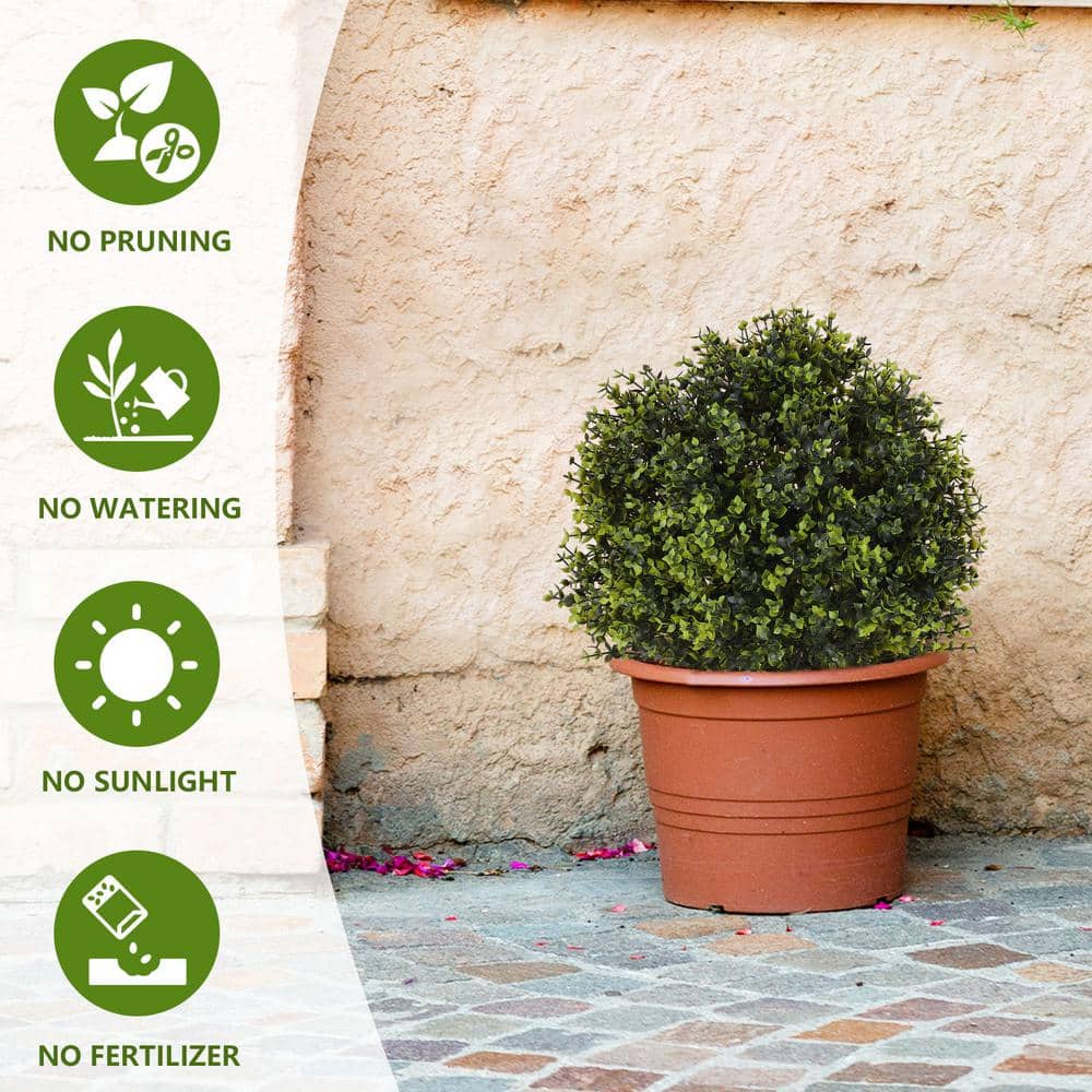 22'' Green Plastic Potted Eucalyptus Topiary Trees Set of 2