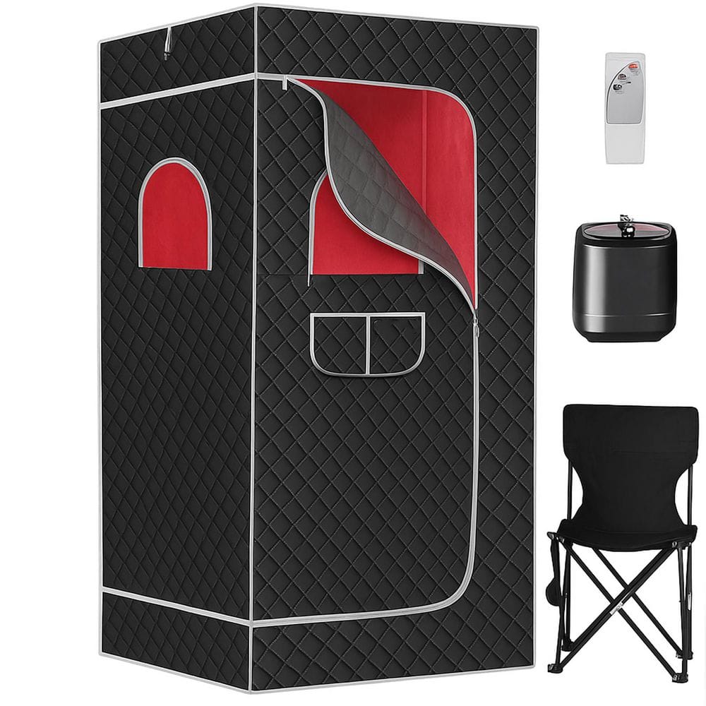 Portable Full Body Indoor/Outdoor Sturdy PVC Infrared Steam Sauna w/ Remote Control Timer Foldable Chair Mat 3L Steamer