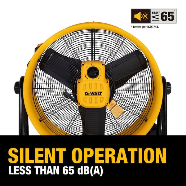 DEWALT 20 Inch Industrial High-Velocity Floor Fan, Yellow, 3 Speeds, Adjustable Tilt, 5000 CFM, 1400 RPM - View #9