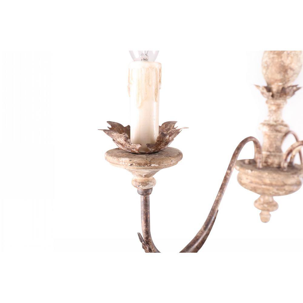 Distressed Weathered Wood 6-Light Farmhouse Candle Chandelier