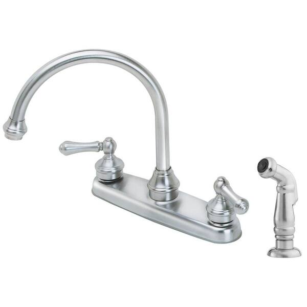 Pfister Savannah 2-Handle Standard Kitchen Faucet with Side Sprayer in Stainless Steel