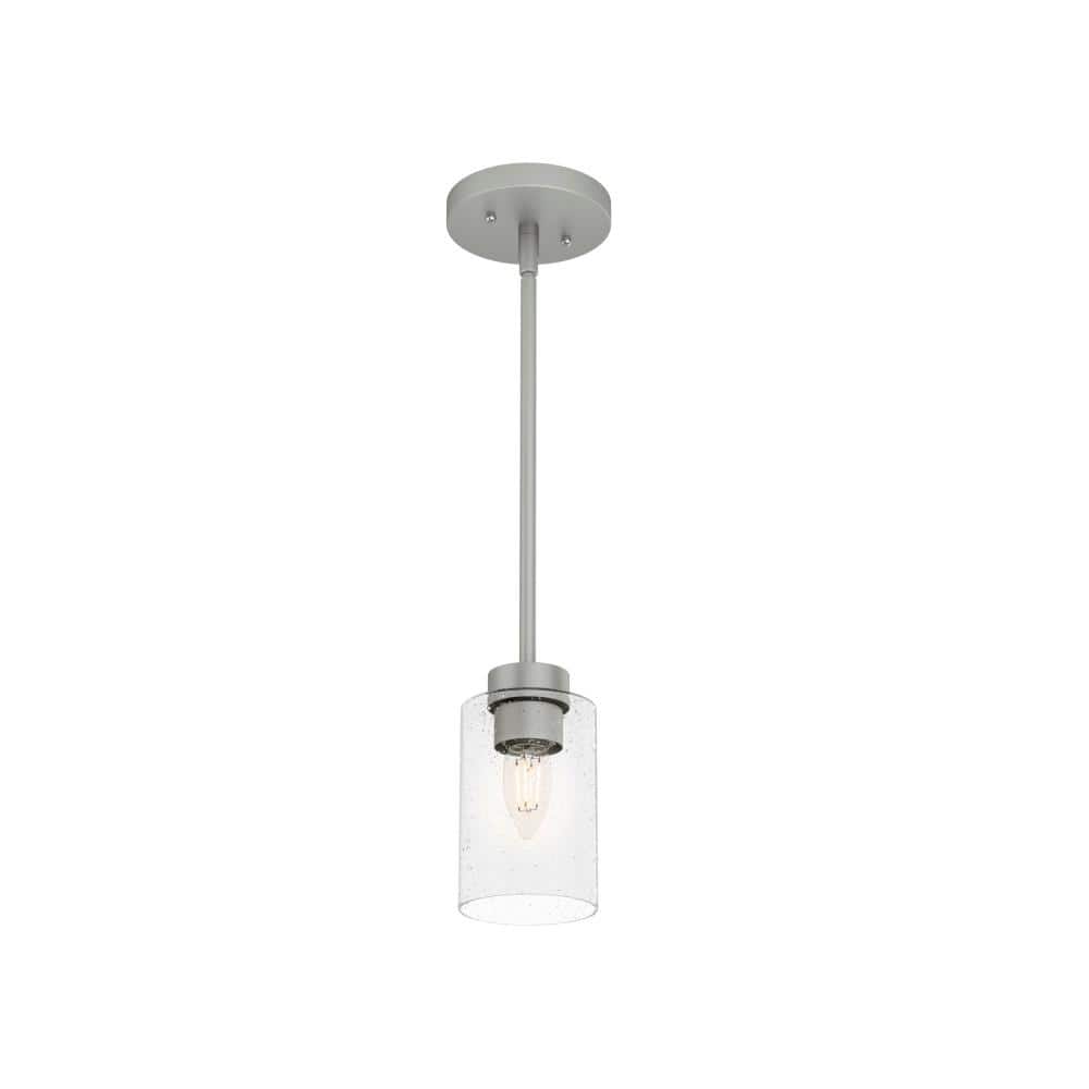 Hartland Mini Seeded Glass Jar Pendant Light in Matte Silver