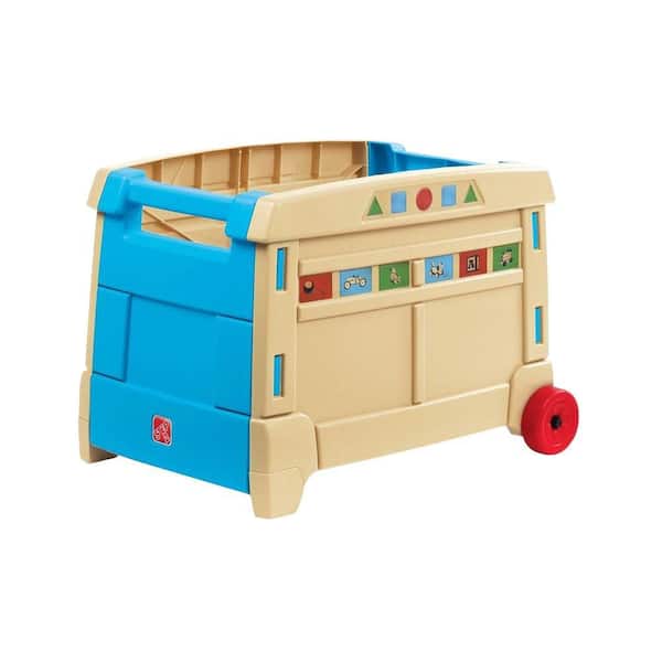 Step2 Blue and Tan Lift and Roll Toy Box