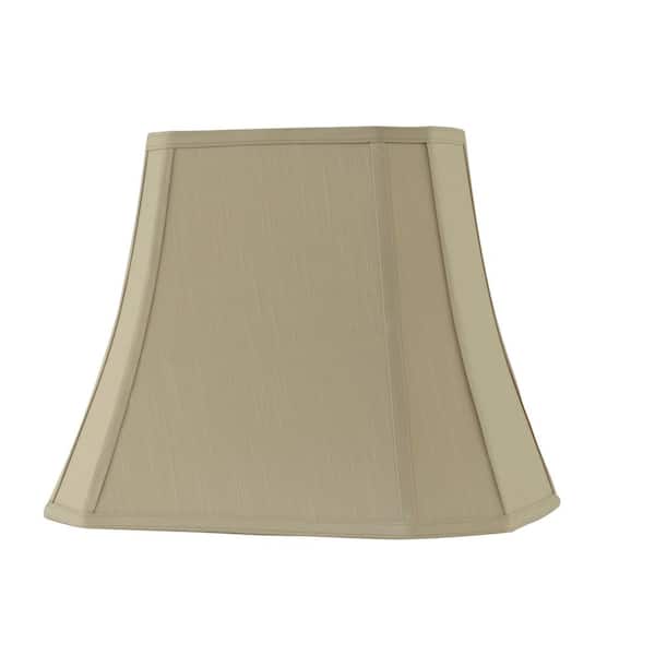 Unbranded 12 in. x 16 in. W x 14 in. H Taupe Linen Rectangle Bell Lamp Shade