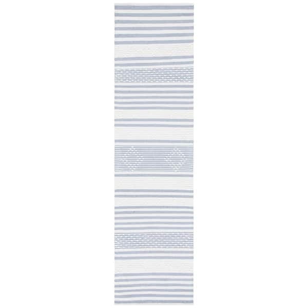 SAFAVIEH Striped Kilim Silver Ivory 2 ft. x 12 ft. Striped Runner Rug