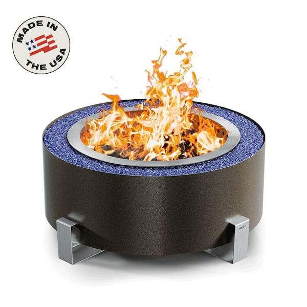 Luxeve Bronze Vein with Dark Blue Glass Smokeless Fire Pit