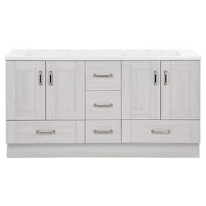 Erskine 60 in. W x 19 in. D x 33 in. H Double Sink Freestanding Bath Vanity in Elm Sky with White Cultured Marble Top