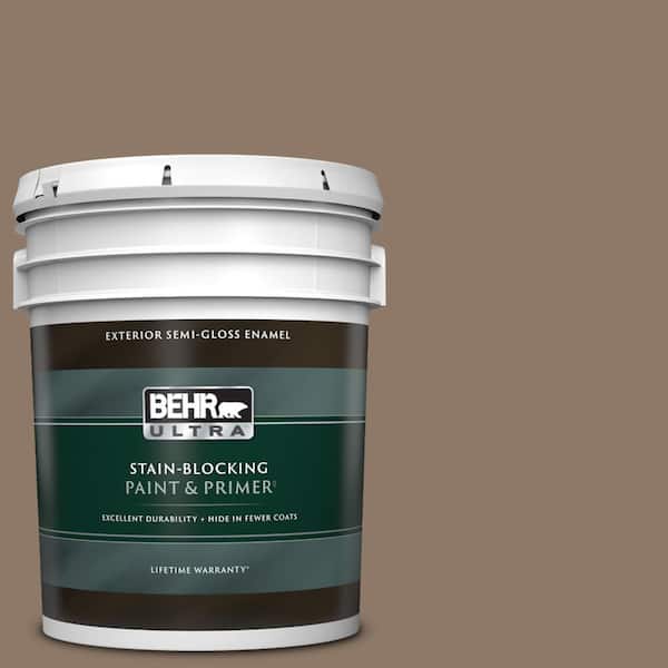 BEHR ULTRA 5 gal. #PPU5-05 Coconut Shell Semi-Gloss Enamel Exterior Paint & Primer