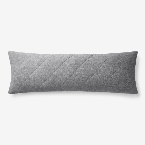 The Company Store Legends Hotel Bromley Velvet Flannel Yarn-Dyed Smoke 14 in. x 40 in. Throw Pillow