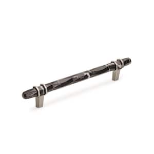 Carrione 6-5/16 in. (160 mm) Marble Black/Satin Nickel Drawer Pull