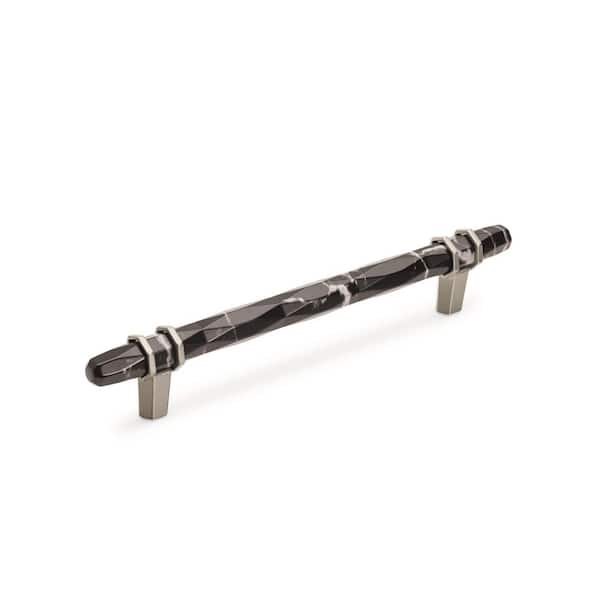 Amerock Carrione 6-5/16 in. (160mm) Modern Marble Black/Satin Nickel Bar Cabinet Pull