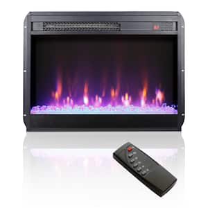 23 in. Ventless Electric Fireplace Insert with Crystal and Realistic Flame, Remote Control with Timer