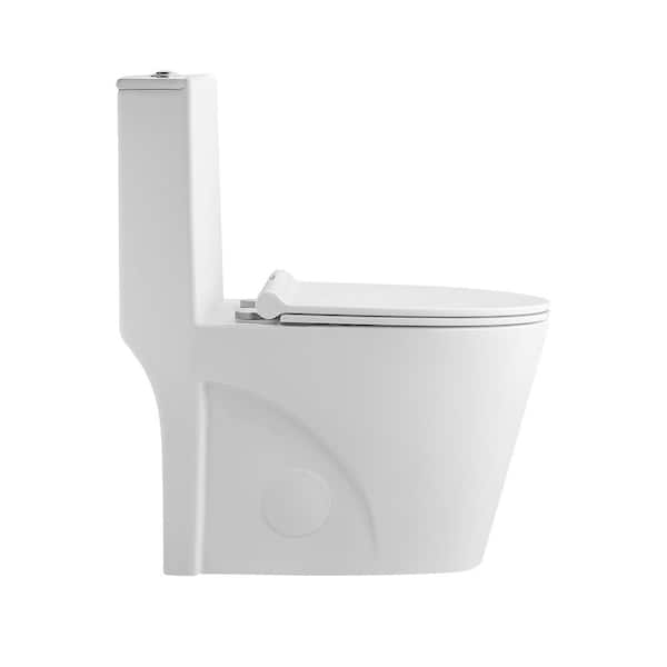 1.1/1.6 GPF Dual Tornado Flush Elongated 1-piece Toilet in Glossy White with PP Soft Closing Seat Cover