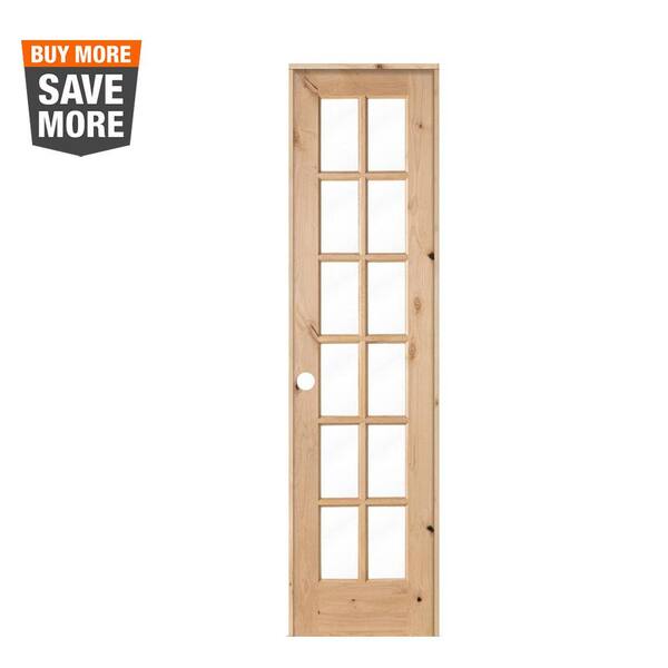Krosswood Doors 24 in. x 96 in. Knotty Alder 12-Lite Low E Insulated Clear Glass Solid Right-Hand Wood Single Prehung Interior Door