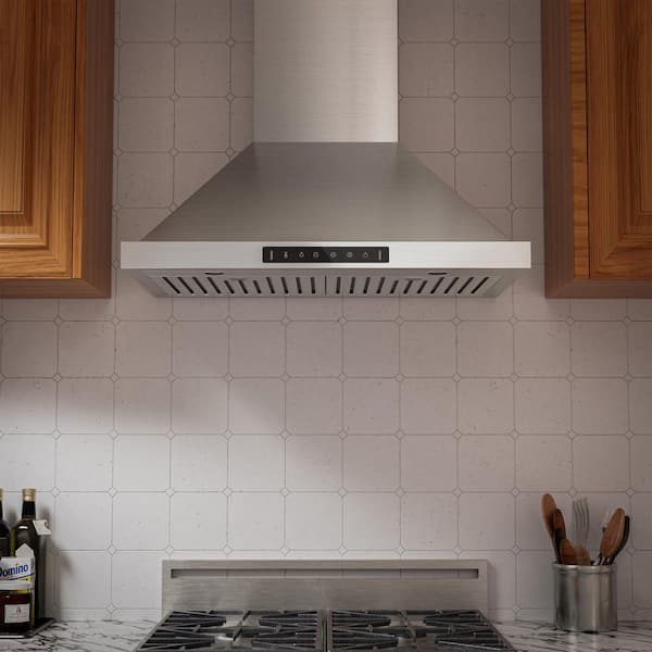 36 in. 600 CFM Convertible Wall Mount Range Hood in Stainless Steel with Adjustable LED and Dishwasher-safe Filter