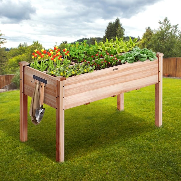 VEVOR 4 ft. x 2 ft. x 2.5 ft. Raised Garden Bed Wooden Planter Box