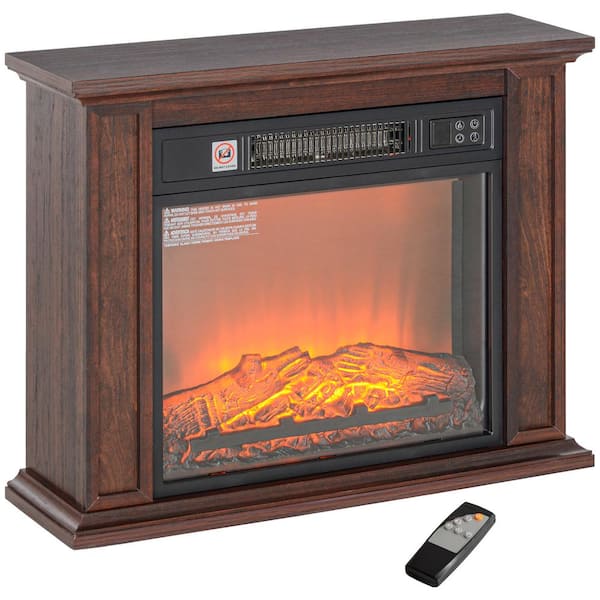 26.4 in. Freestanding Electric Fireplace Heater with Mantel in Dark Brown