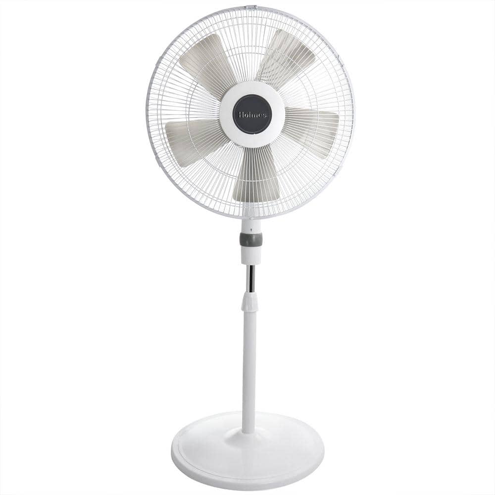Holmes 16 Oscillating Blade Pedestal Fan with Metal Grill in White 985118515M - The Home Depot
