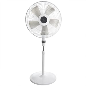 16 in. Oscillating Blade Stand Pedestal Fan with Metal Grill in White