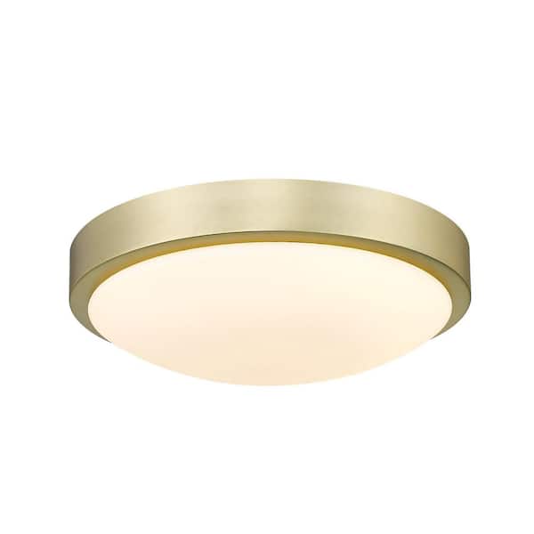 Golden Lighting Gabi 10 in. 1-Light Brushed Champagne Bronze Opal Glass LED Flush Mount