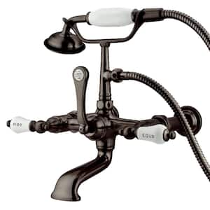 Vintage 7 in. Center 3-Handle Claw Foot Tub Faucet with Handshower in Oil Rubbed Bronze