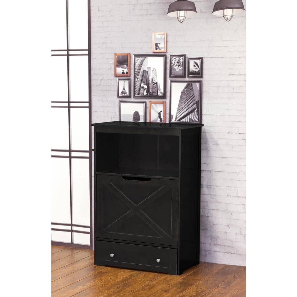 Elevated Black Stainless Steel Pet Feeder with Storage