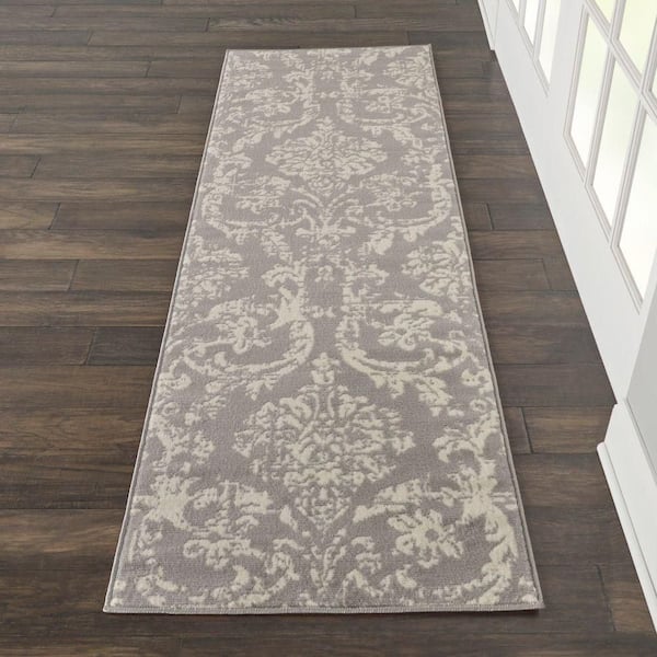 Jubilant Grey 2 ft. x 7 ft. Persian Vintage Kitchen Runner Area Rug
